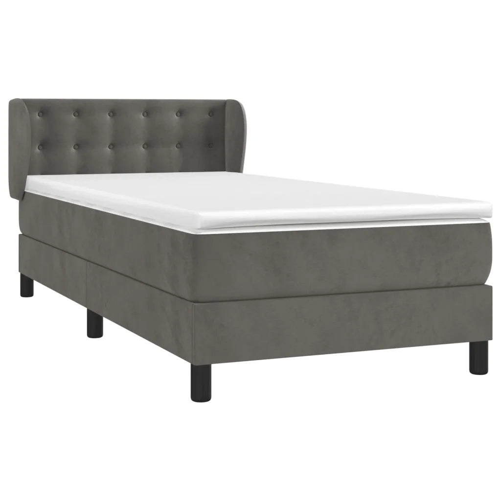 Giroletto a Molle con Materasso-Struttura Letto Grigio Scuro 80x200 cm Velluto 347568
