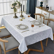 Tappeto da tavolo - 132x132cm Tavolo in damasco bianco con disegno a trama Jacquard Impermeabile Resistente alle bolle e alle macchie Pieghevole Tappeto da tavolo per cucina in stile lungo