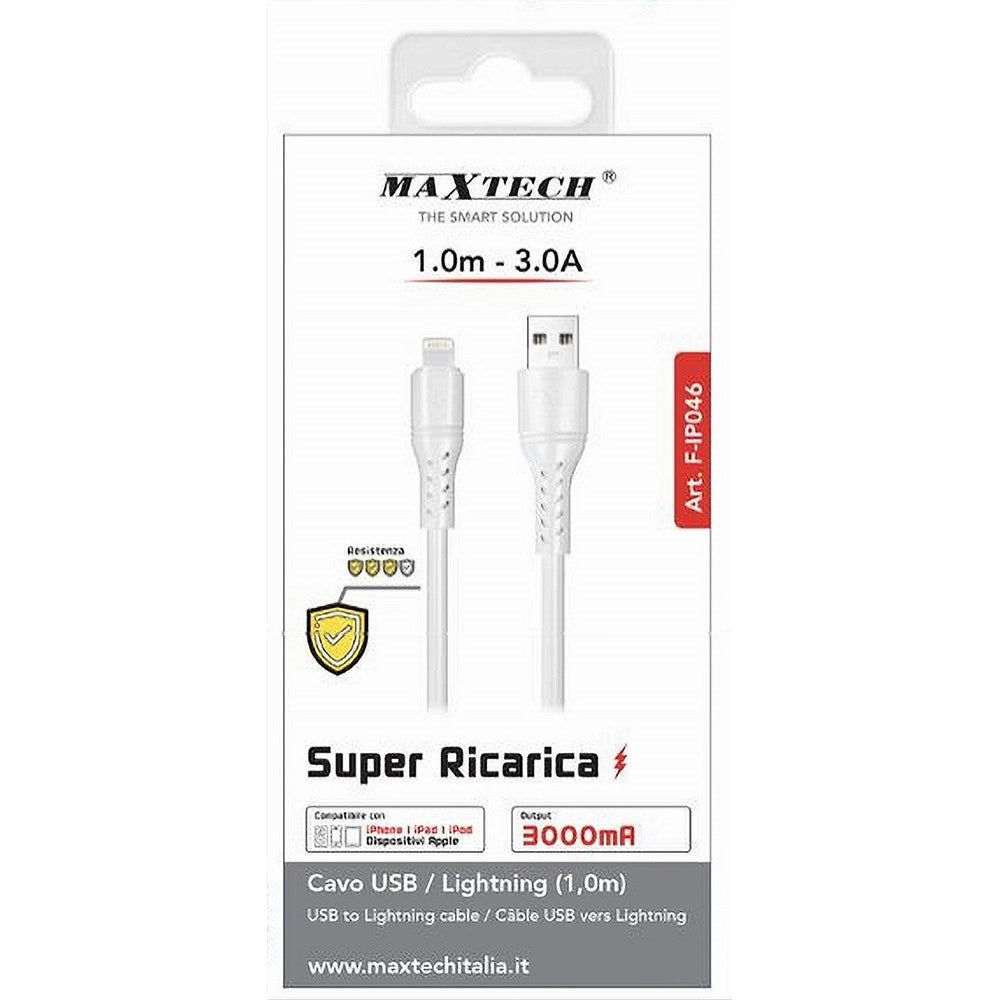 Trade Shop - Cavo Usb Lightning 3a 1mt Super Ricarica Dati Resistente Iphone Ipad Ipod F-ip046 -