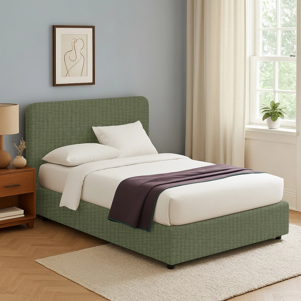 Slough, Letto Singolo Sfoderabile Made in Italy, Verde