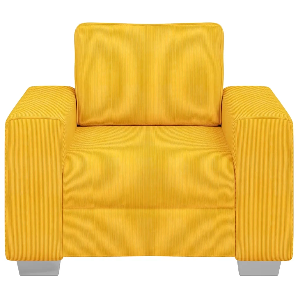 Divano Sedia Giallo Chiaro 100x77x82 cm in Tessuto di Velluto a Coste 4105191