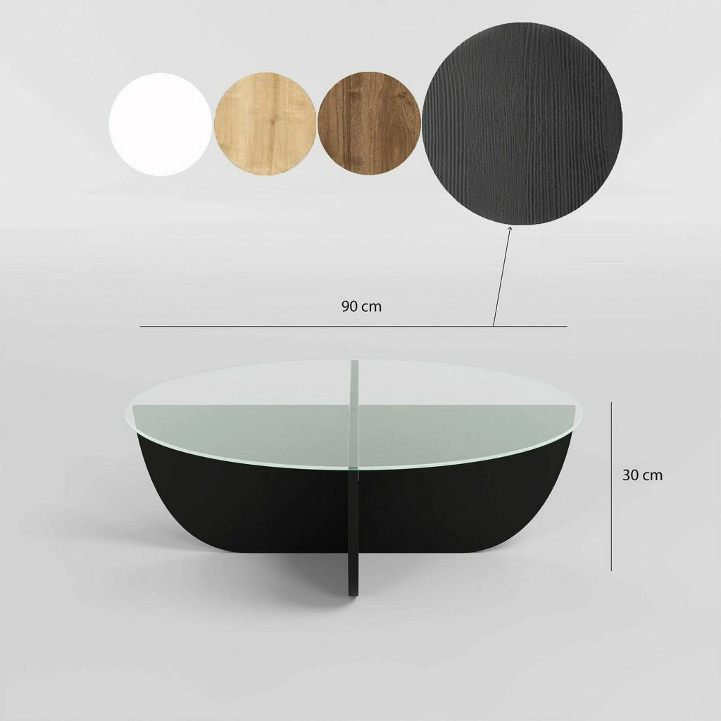 Jolanda, Tavolino da Salotto Forma Rotonda, 90x90x30h cm Nero
