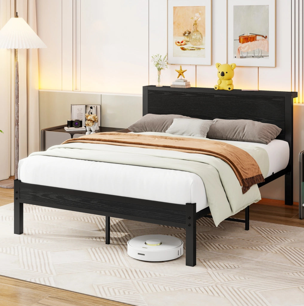 Letto singolo in MDF e metallo con vano sottoletto