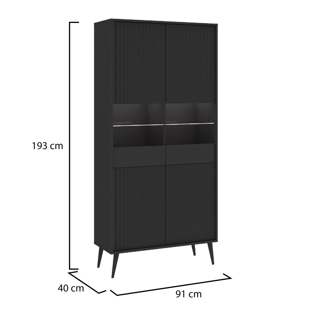 Mobile Espositore Lenega, Vetrina 6 Ripiani, 91x40x193h cm Nero