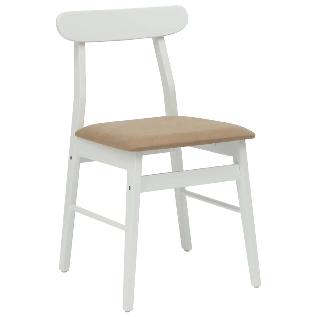 Sedia da pranzo 2 pcs Bianco e marrone Legno di gomma solido