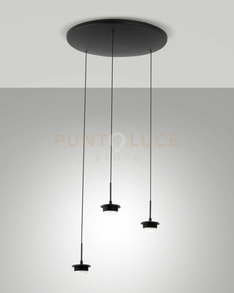 3804-47-101 MONTATURA NERA COMPLETA TONDA A LED CCT 2700K - 3000K - 4000K- - 21W - 2550 lm 3 LUCI DIMMERABILE