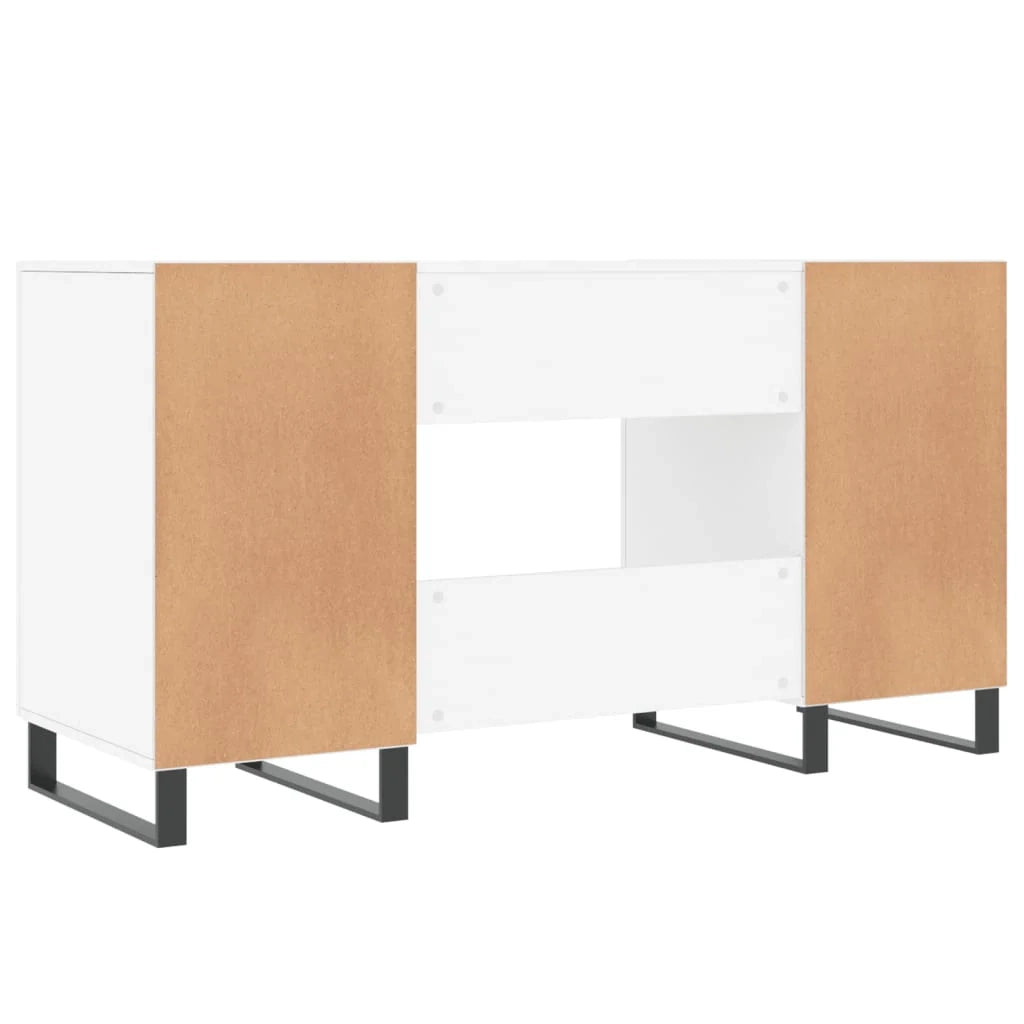 Scrivania tavolo postazione di lavoro mobile per computer studio 140 x 50 x 75 cm legno ingegnerizzato bianco 02_0023512