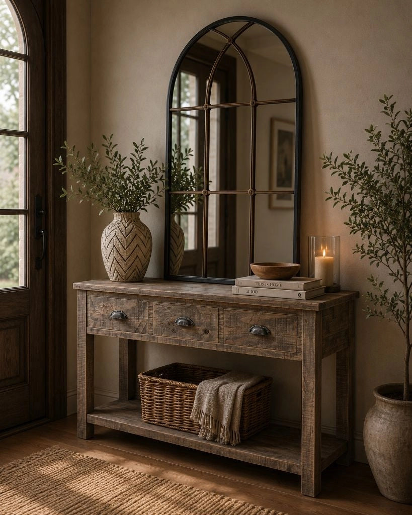 Tavolino da ingresso in legno marrone 120x40x78,5h cm