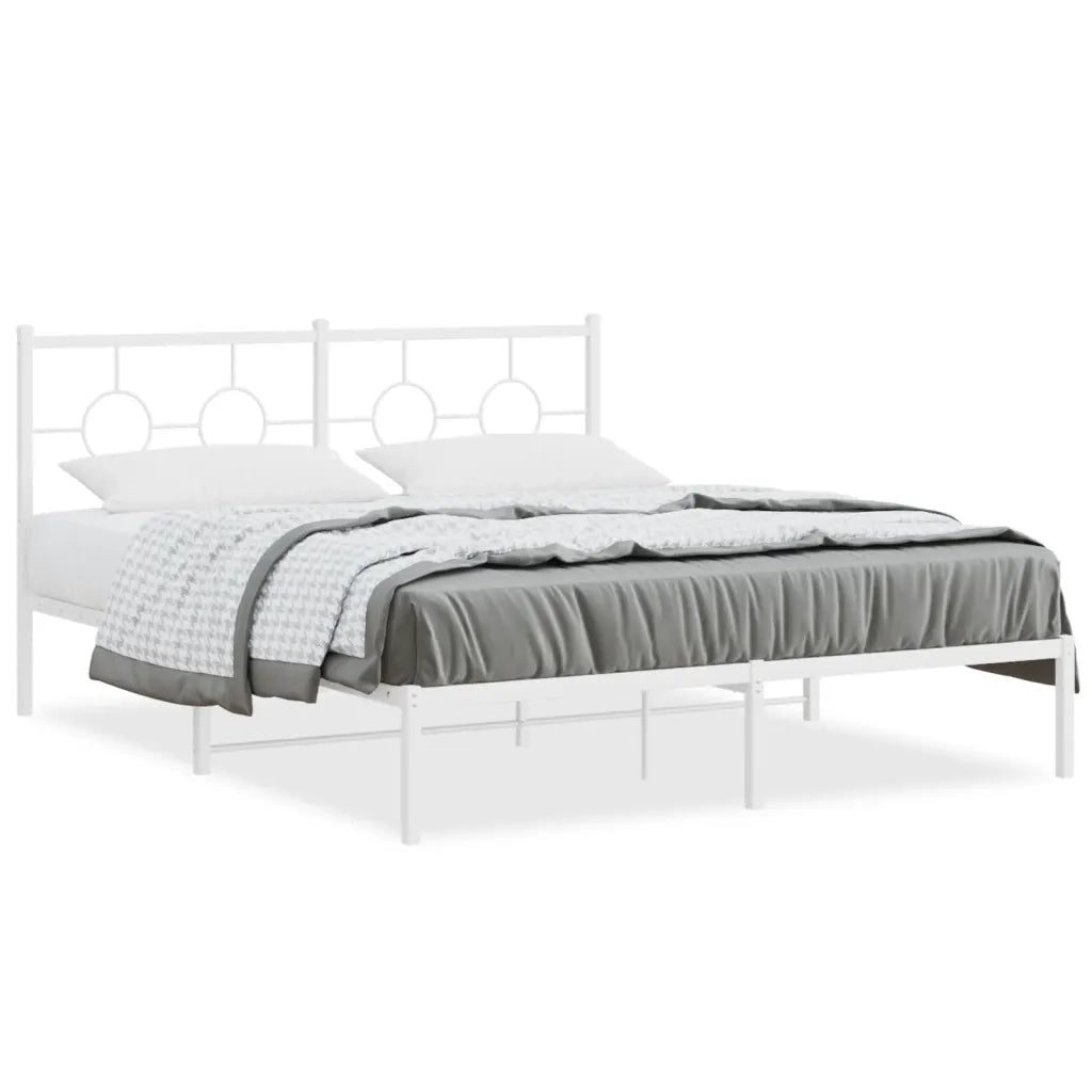 Giroletto con Testiera-Struttura Letto con testiera Metallo Bianco 150x200 cm 222345