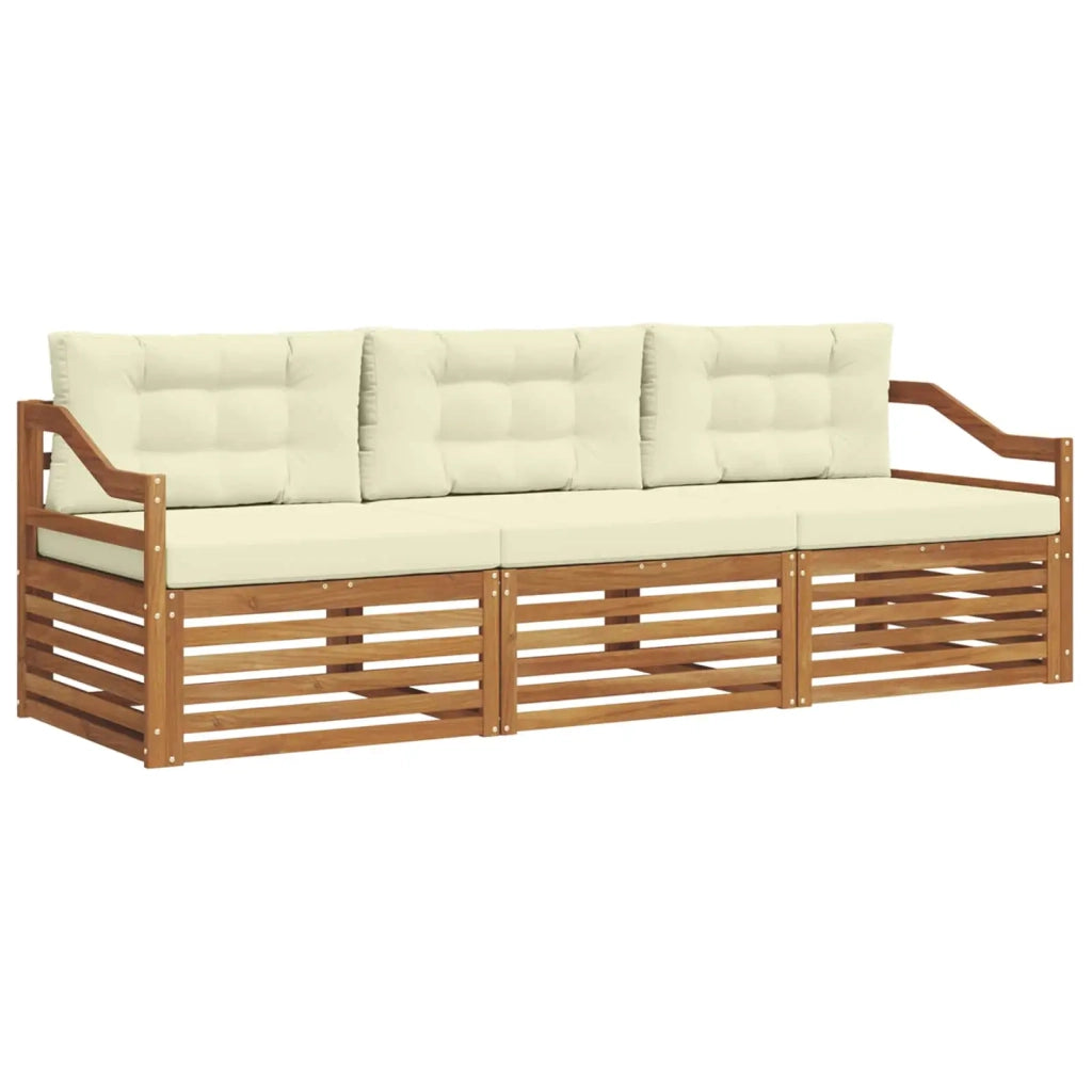 Set di divani da esterno con cuscino 3 pcs Naturale e Crema
