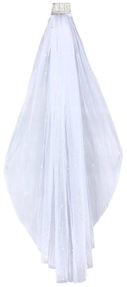 Slitta da sposa 1 strato - Slitta corta - Tulle con perle - Accessorio capelli con pettine - Lunghezza vangolare - Bianco puro