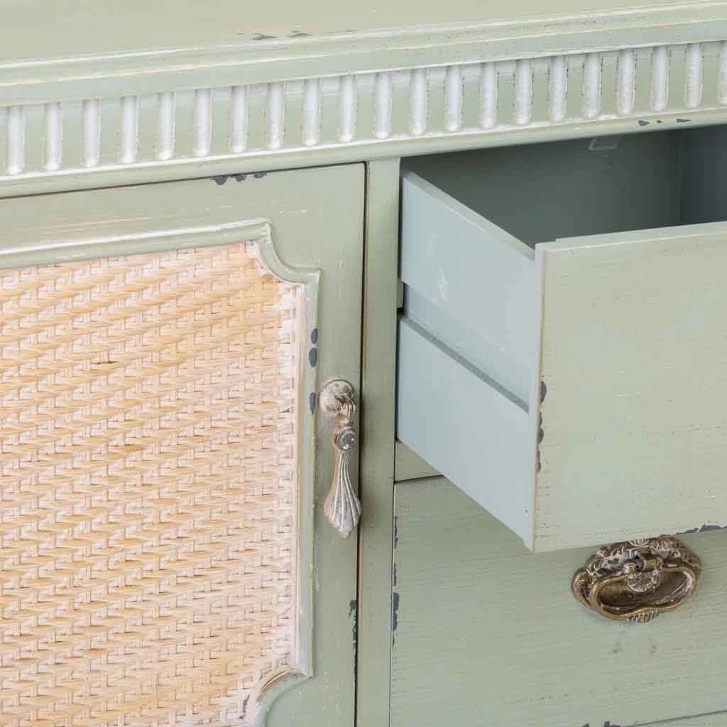 Credenza in legno verde 108x36x82h