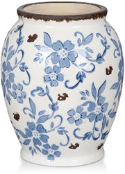 Vaas Porseleina 17,5 cm in Stile Rustico con Motivi Blu e Bianco per Fiori Secchi, Pampasgras, Hortensia, Tulipani e Lavanda Decorazione per la Camera in Stile Rurale