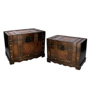Set 2 Baule in legno marrone rettangolare