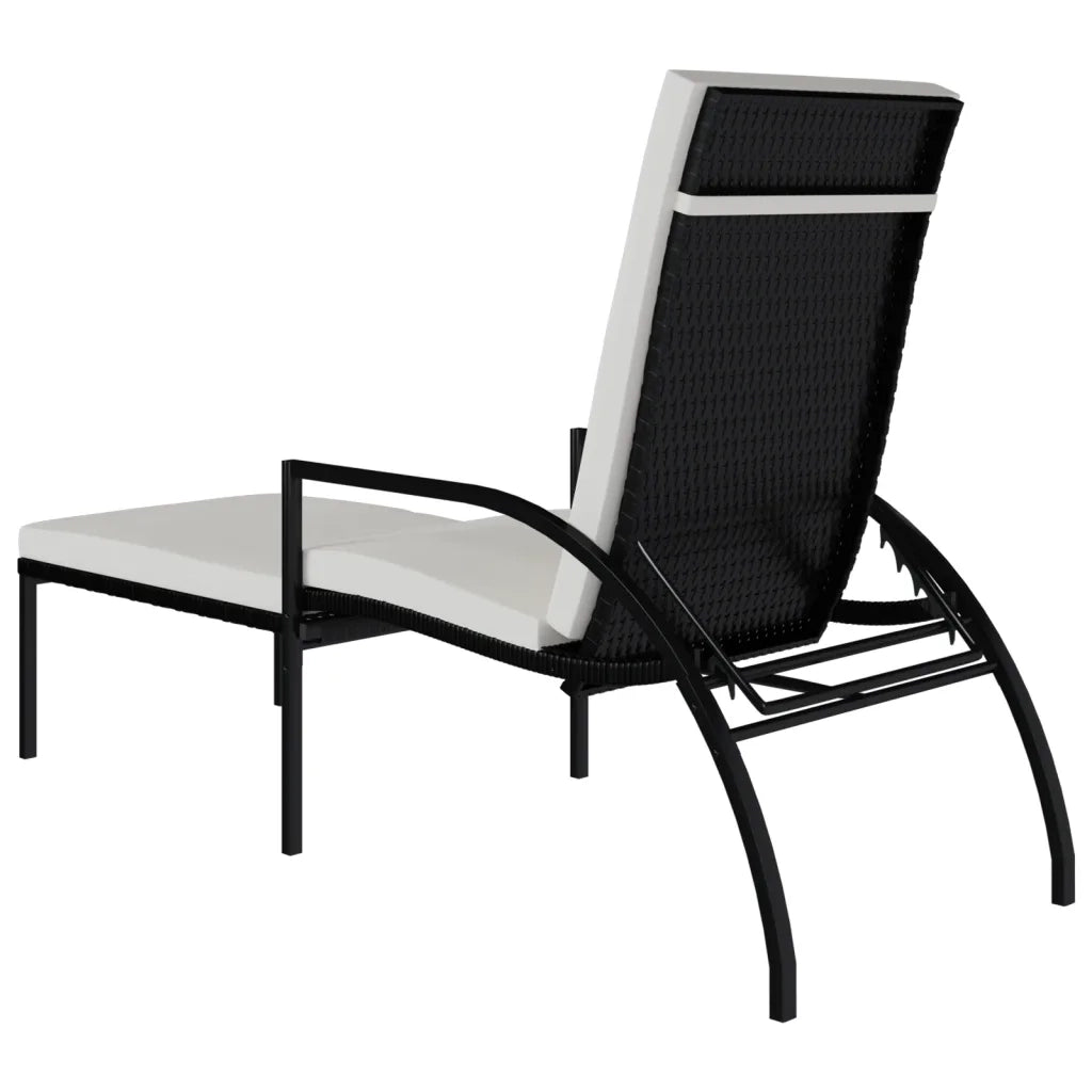 Lettini Prendisole 2 pz con Poggiapiedi in Rattan PE Nero 317632