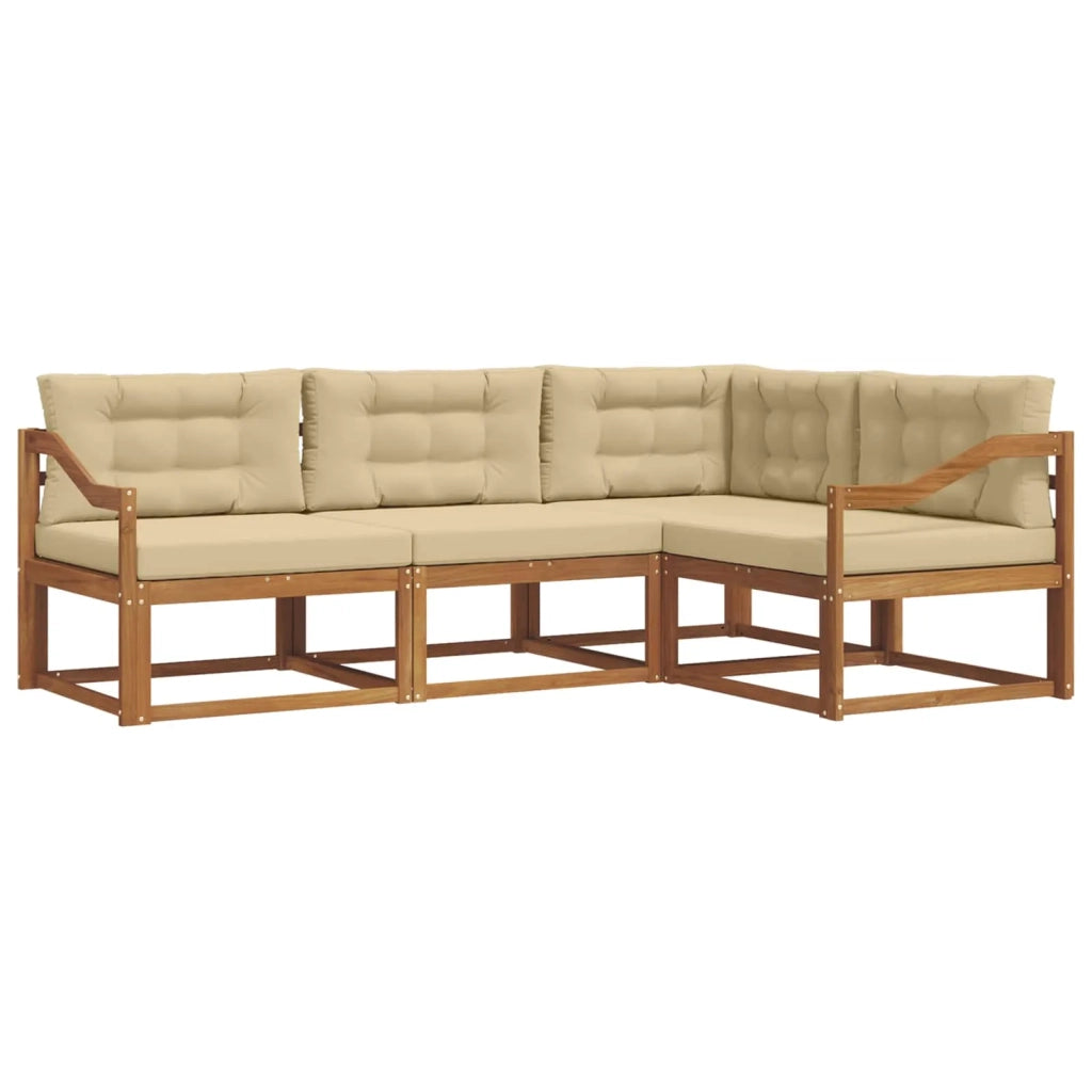 Set di divani da esterno con cuscino 4 pcs Naturale e Beige 3367526