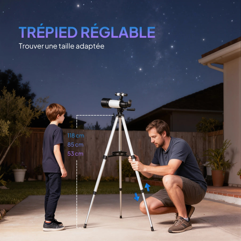 Telescopio Astronomico ¨C Xylo ¨C 70mm Rifrattore 40X Treppiede Regolabile Bianco