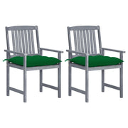 Sedie da Giardino con Cuscini 2 pz in Massello di Acacia Grigio cod mxl 67052