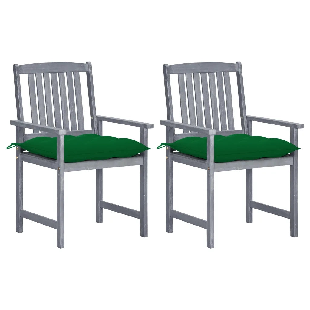 Sedie da Giardino con Cuscini 2 pz in Massello di Acacia Grigio cod mxl 67052
