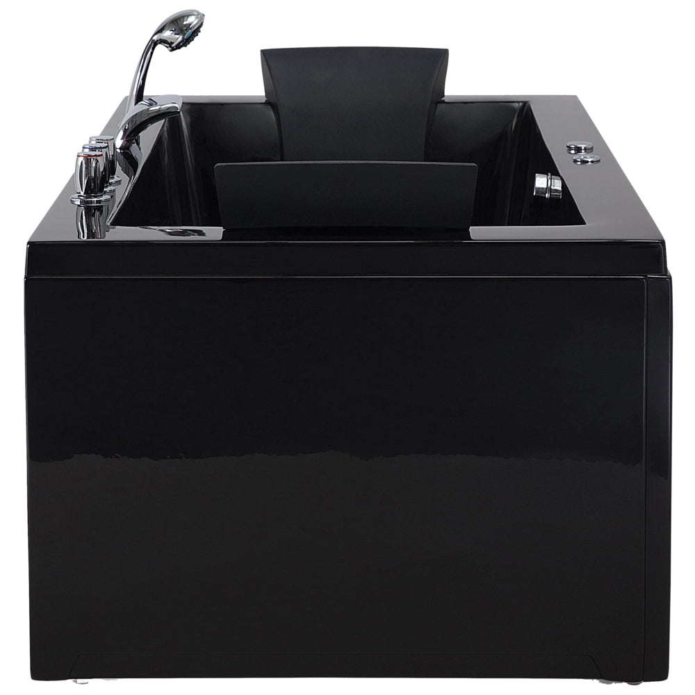 Vasca da bagno in acrilico Nero 183 x 90 cm getti massaggianti per la versione sinistra Luci a LED per poggiatesta