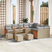 Set Divano da Giardino 14 pcs Beige e Grigio Chiaro polyrattan 3365302