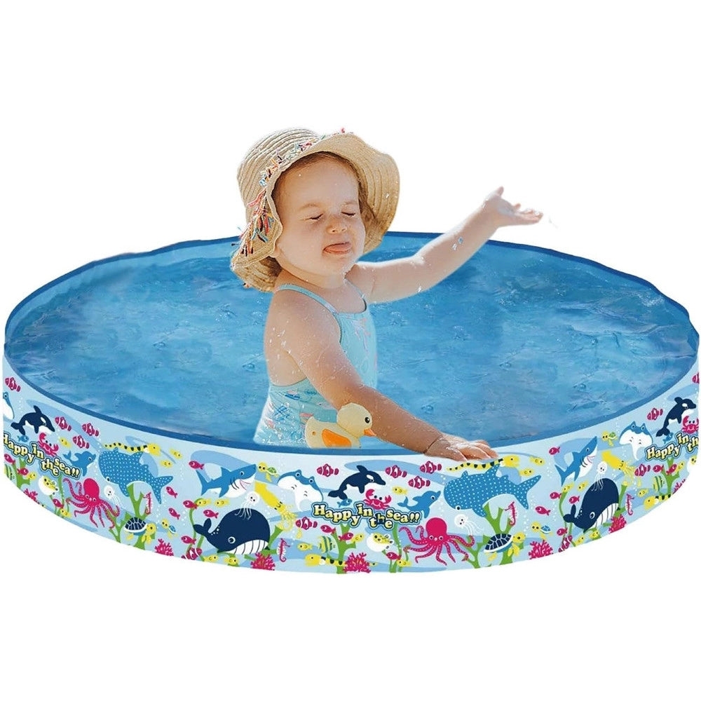 Trade Shop - Piscina Rotonda 120x25 Cm Motivo Fondo Del Mare Per Bambini Giardino Estate 016092 -