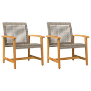Sedie da Giardino 2 pz | Sedie da Esterno Grigie in Polyrattan e Legno di Acacia