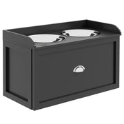 CIOTOLA RIALZATA PER CANI 60x30x36 cm Nero Acciaio Inox con cassetto