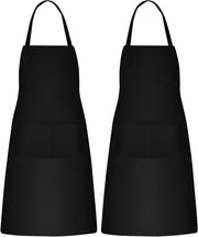 Cucina impermeabile a due pezzi con tasche - Nero - Unisex - Donna e uomo - Grembiule da cucina - Ristorante - Caffè