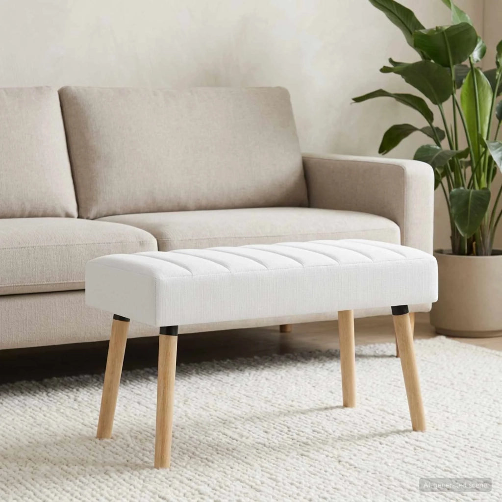 Panchina trapuntata a canale Bianco 80 x 40 x 46 cm Tessuto 42038484