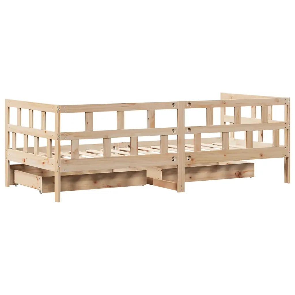 Dormeuse con Cassetti 90x190 cm in Legno Massello Pino 3302087