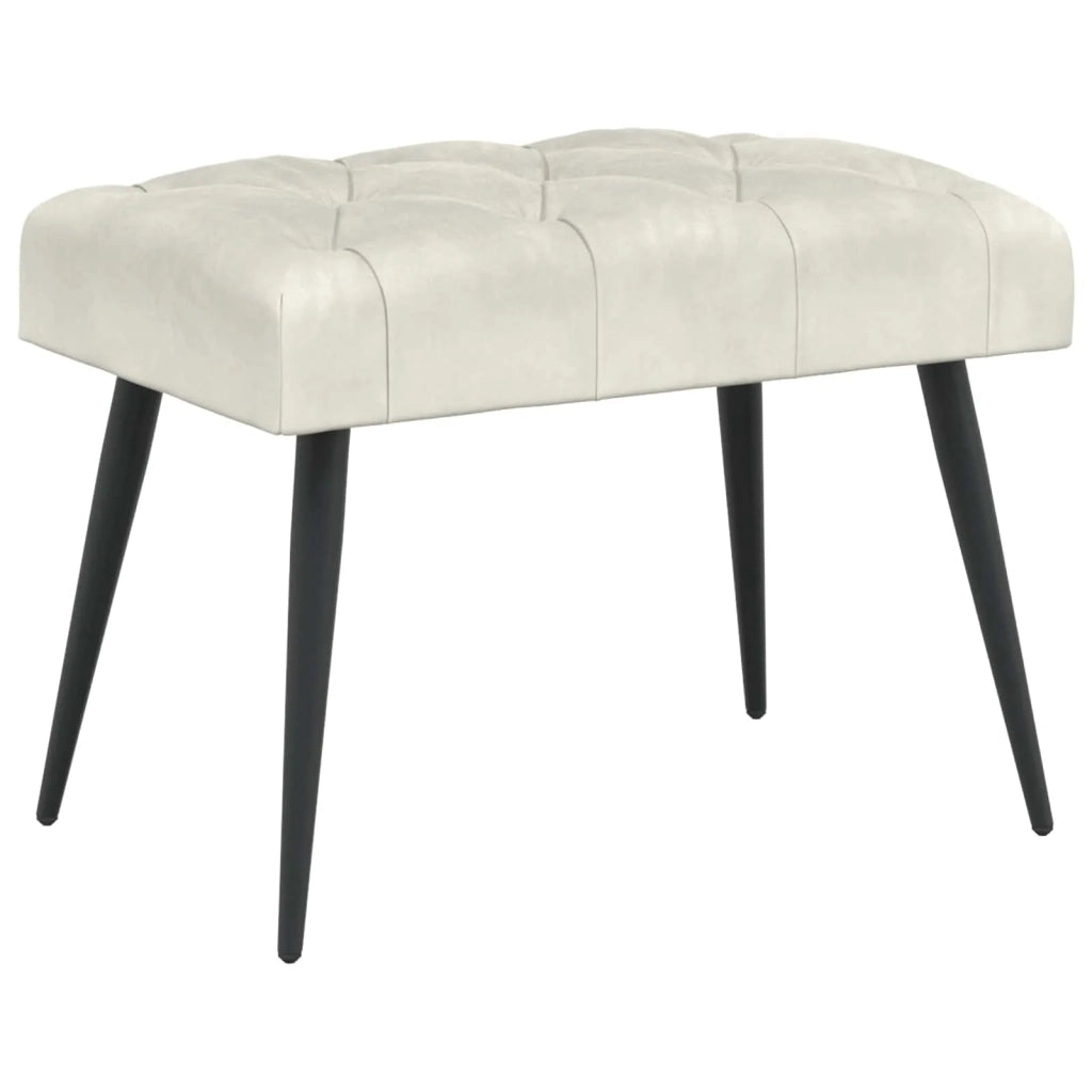 Panchina con bottoni imbottiti Crema 60 x 40 x 45 cm Velluto 42038551