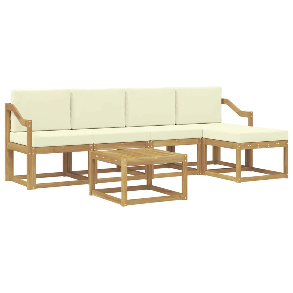 Set di divani da esterno con cuscino 6 pcs Bianco e Crema