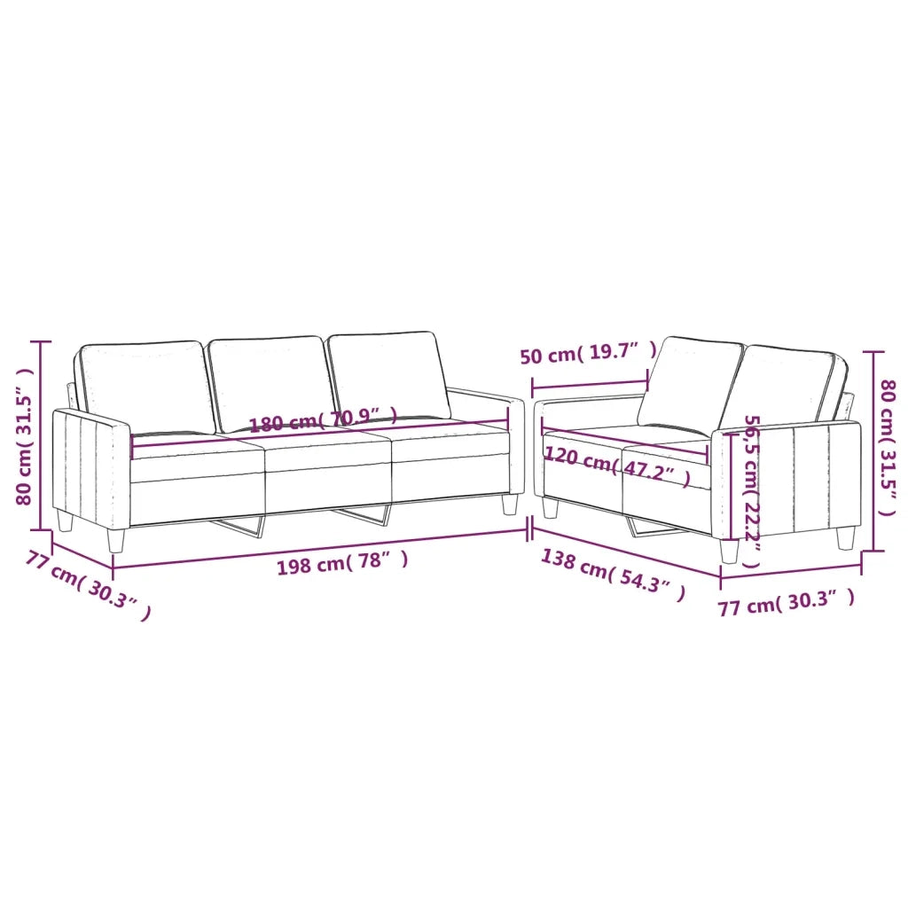 Set di Divani 2 pz con Cuscini Grigio Chiaro in Velluto 3201516