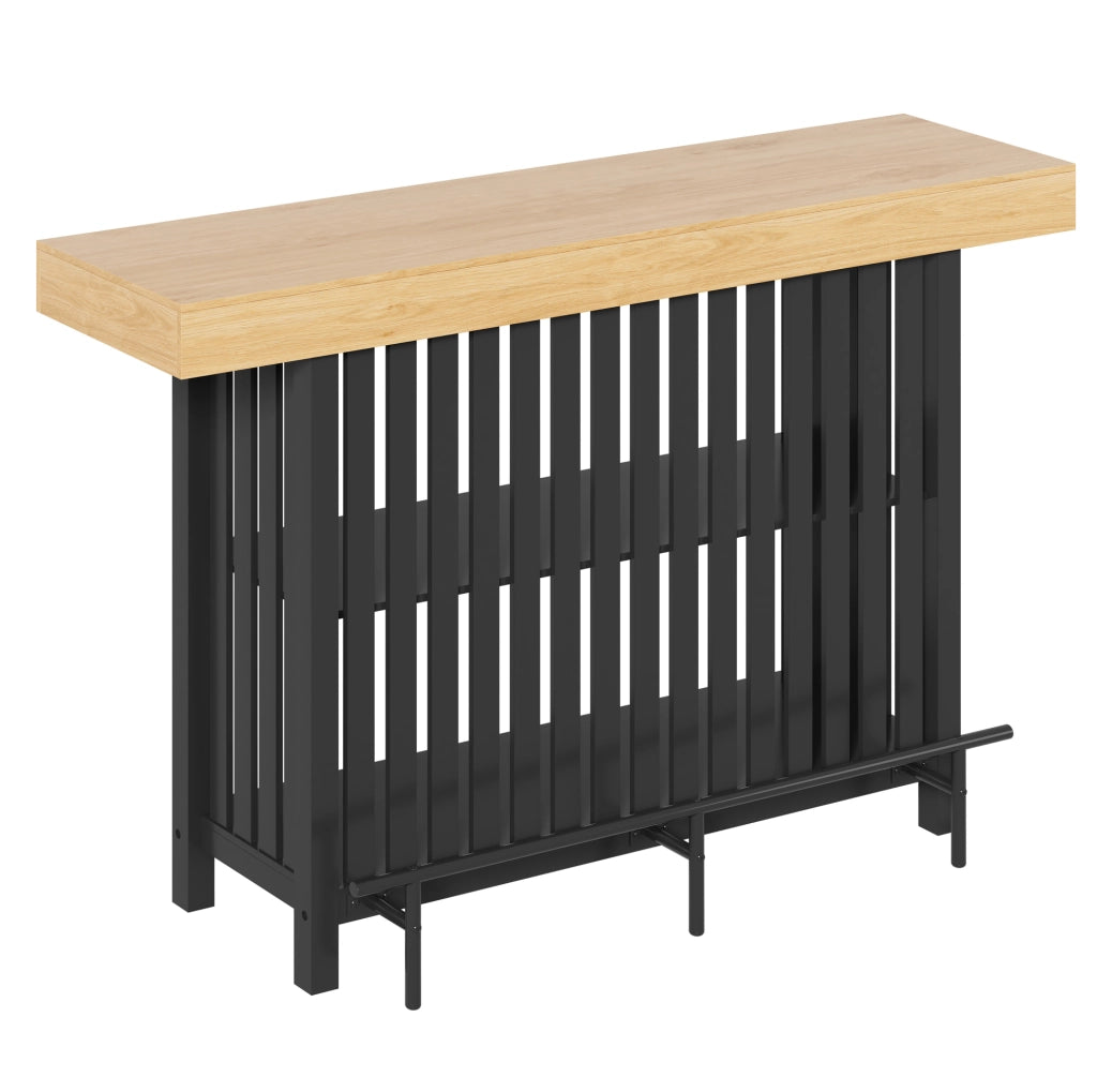 Tavolo da bar 160x40x105 cm con poggiapiedi e 2 ripiani in MDF nero