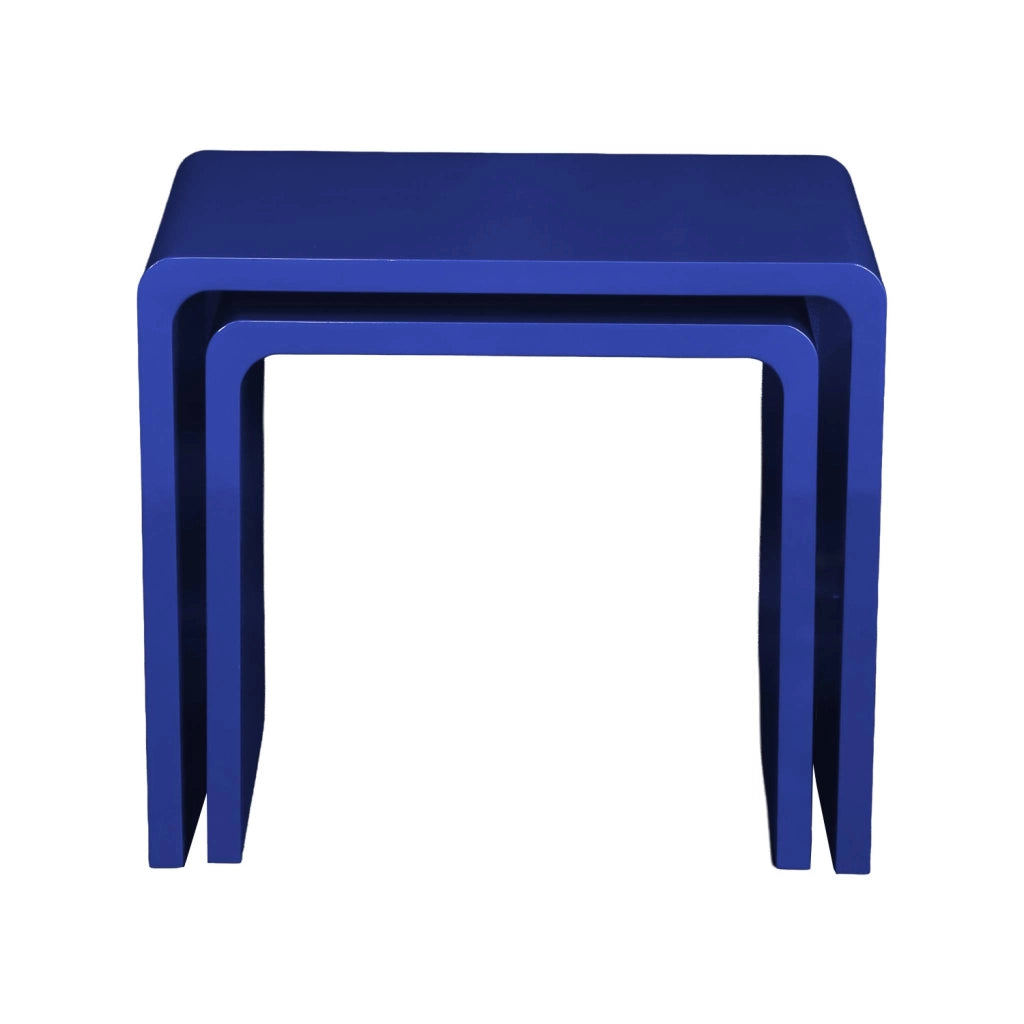 Set di 2 tavolini impilabili finitura lucida, blu