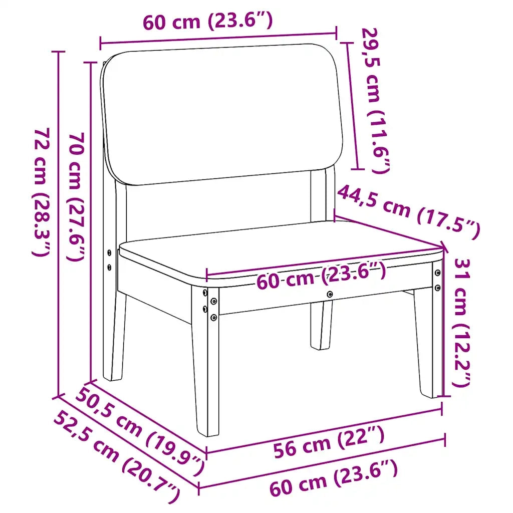 vidaXL Sedia da Giardino Marrone Cera 60x52,5x72cm Legno Massello Pino