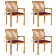 Sedie da Giardino Impilabili 4 pz con Cuscini Massello di Teak cod mxl 6013