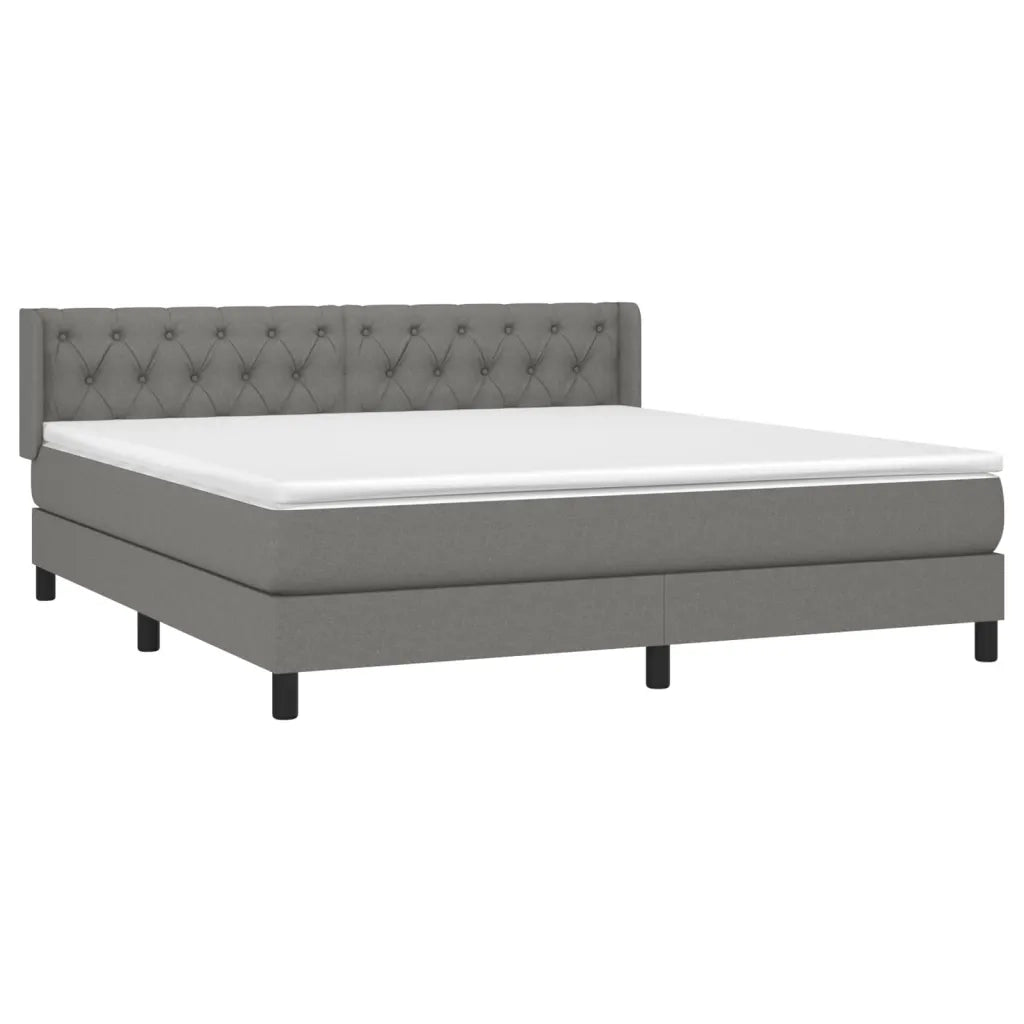 Giroletto a Molle con Materasso Grigio Scuro 160x200 cm Tessuto 3129962