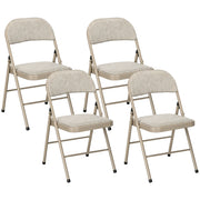 Set 4 Sedie Pieghevoli 45x46x78 cm con Seduta Imbottita in Poliestere e Acciaio Beige