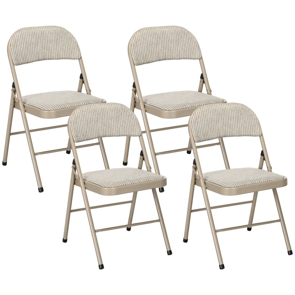Set 4 Sedie Pieghevoli 45x46x78 cm con Seduta Imbottita in Poliestere e Acciaio Beige