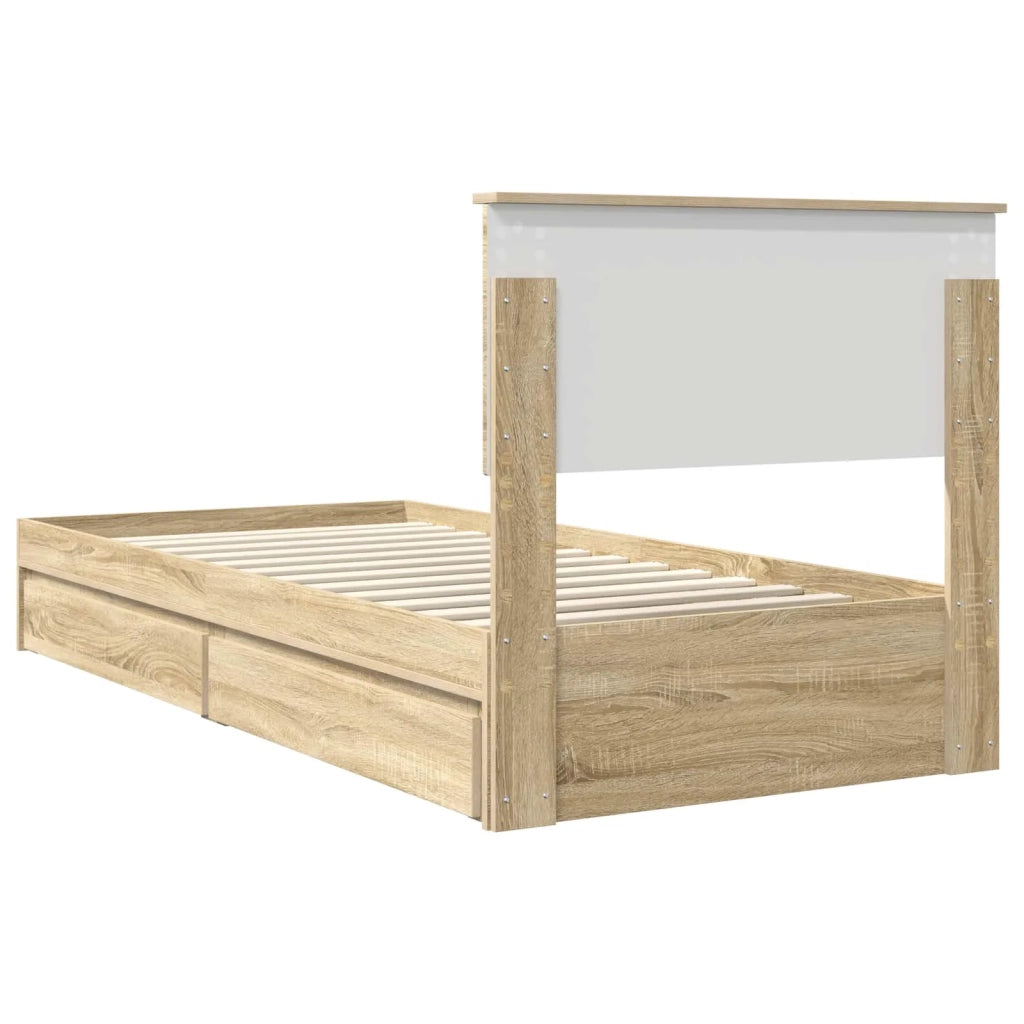 Letto con Contenitore con testiera Rovere Sonoma 75 x 190 cm