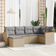 Set Divano da Giardino 6 pz con Cuscini Beige Misto Polyrattan 3226178