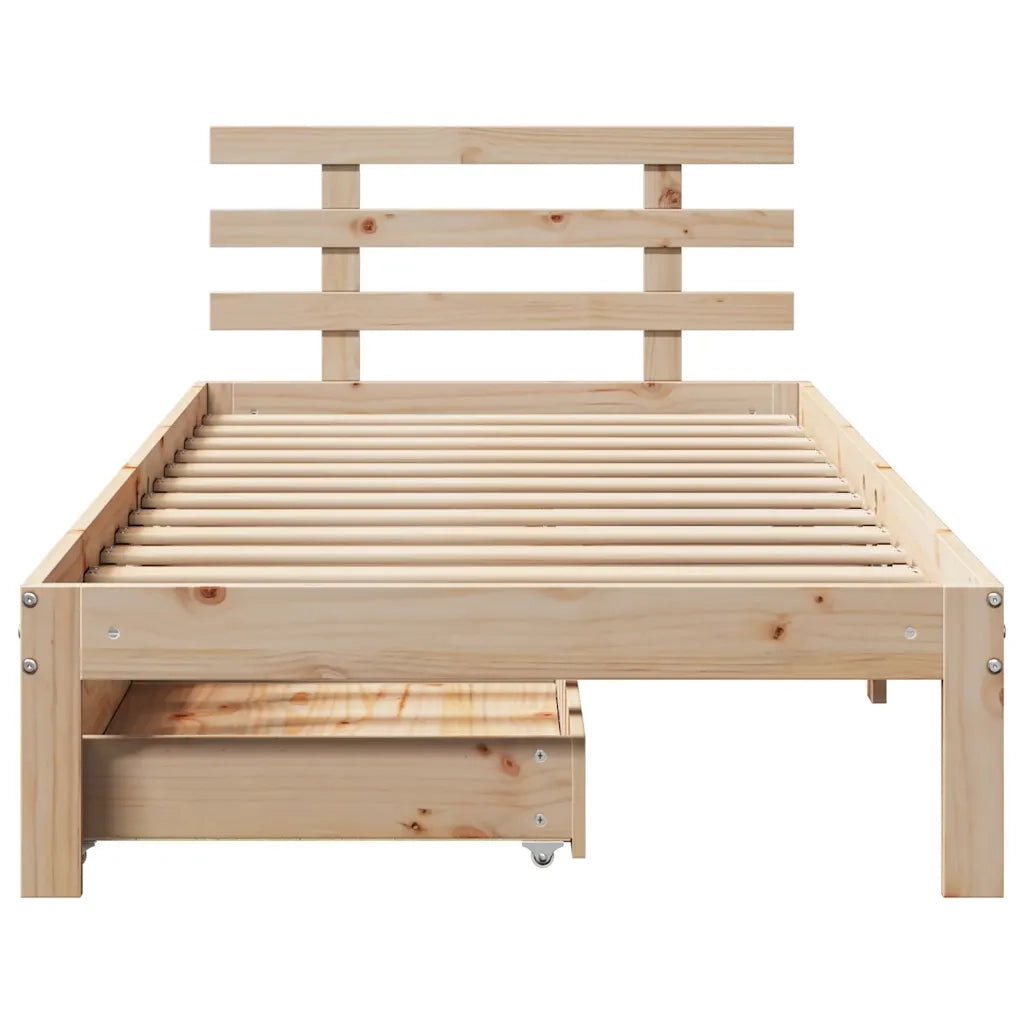 Giroletto con Cassetti 90x190 cm in Legno Massello di Pino 3301996