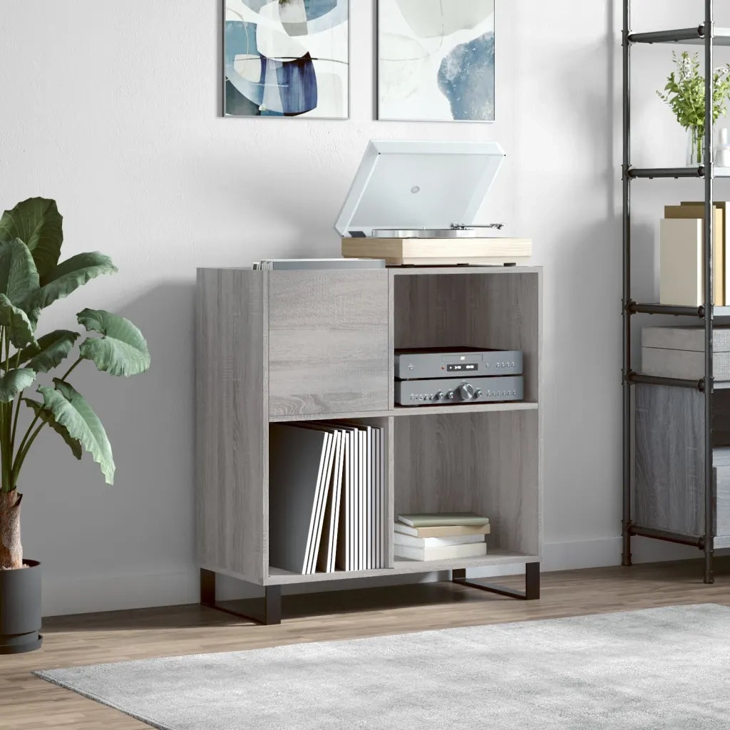 Mobile Porta Dischi Grigio Sonoma 84,5x38x89 Legno Multistrato 831786