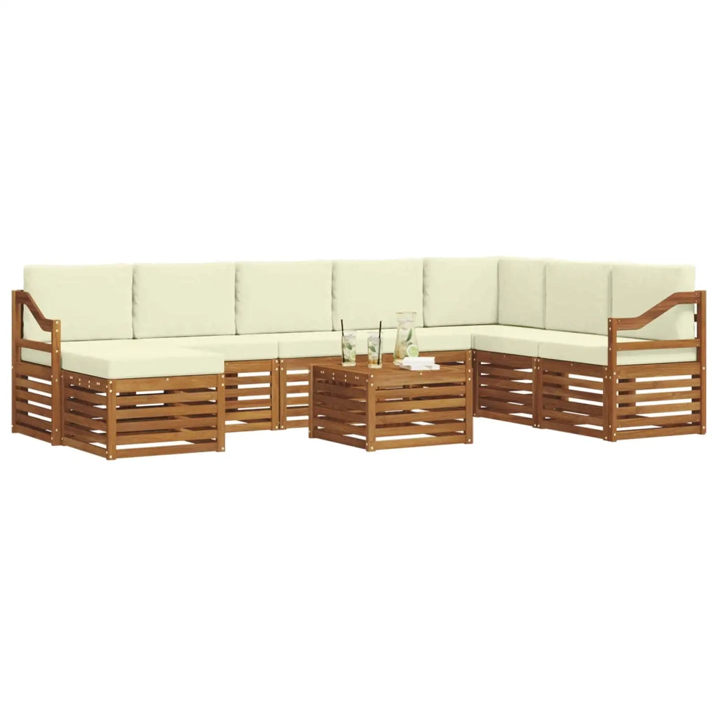 Set di divani da esterno 9 pz Naturale e Crema 3375345