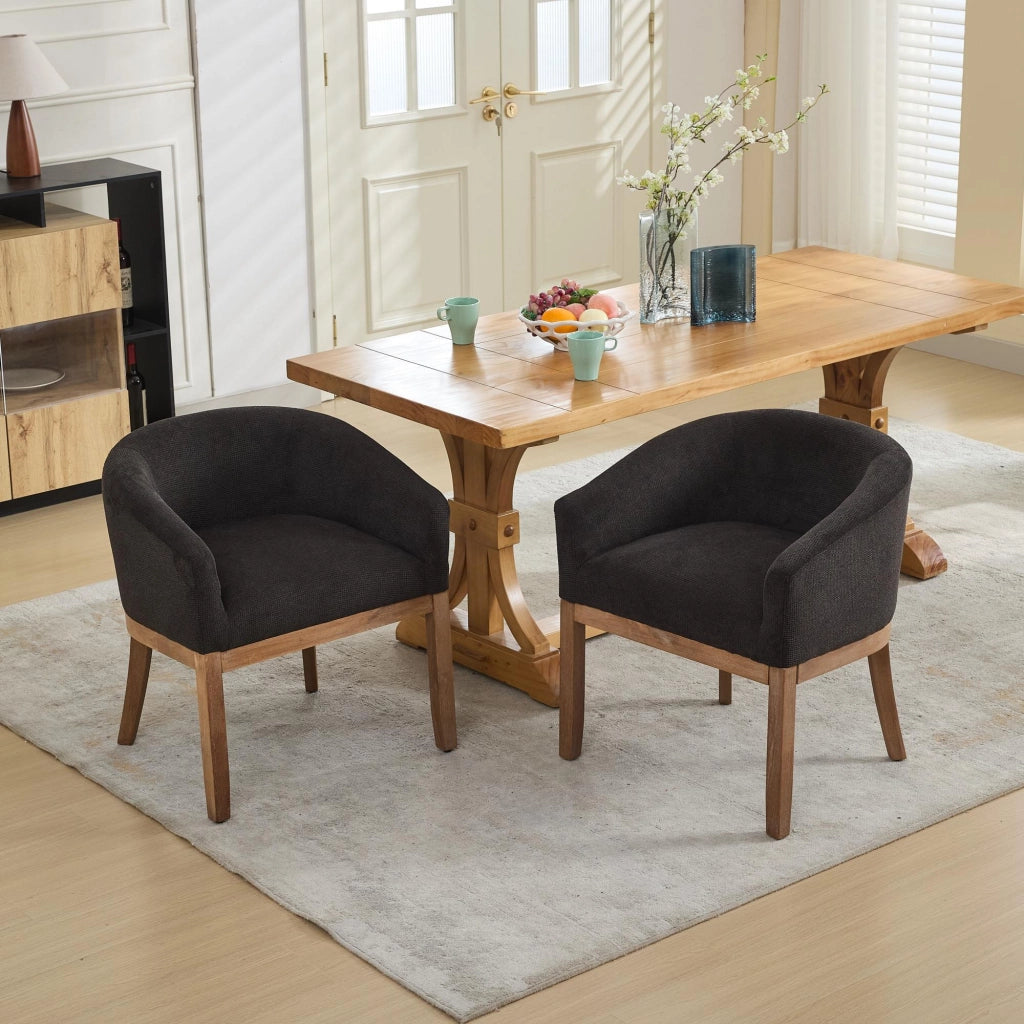 Sedia da pranzo con braccioli in ciniglia con struttura in legno massello stile mid century moderno grigio antracite