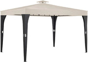 Gazebo da Giardino 3x3m Polyrattan Idrorepellente Padiglione Tendone Festa Protezione UV Crema
