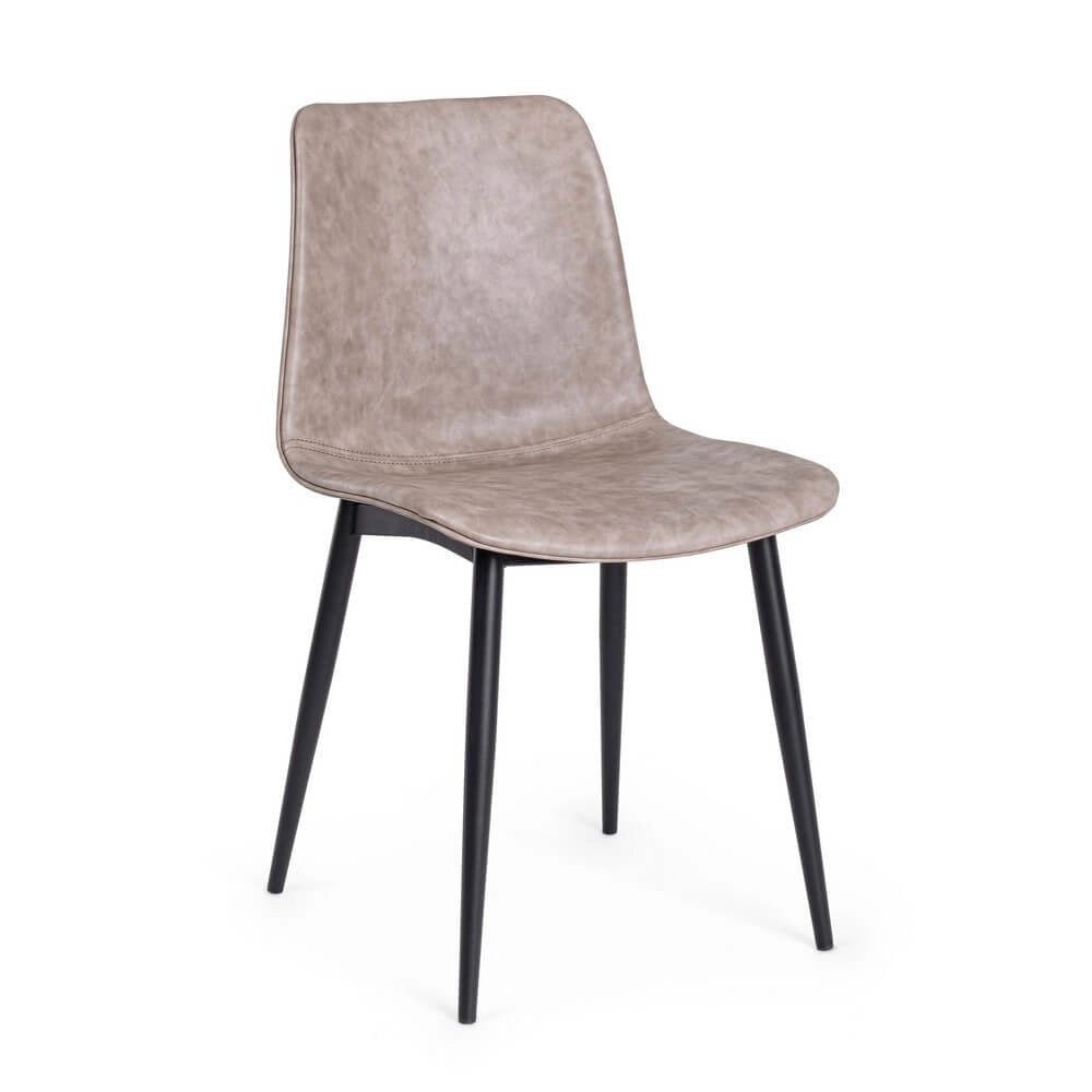 Set di 2 Sedie da Pranzo in Similpelle con Gambe in Acciaio - NATALIA