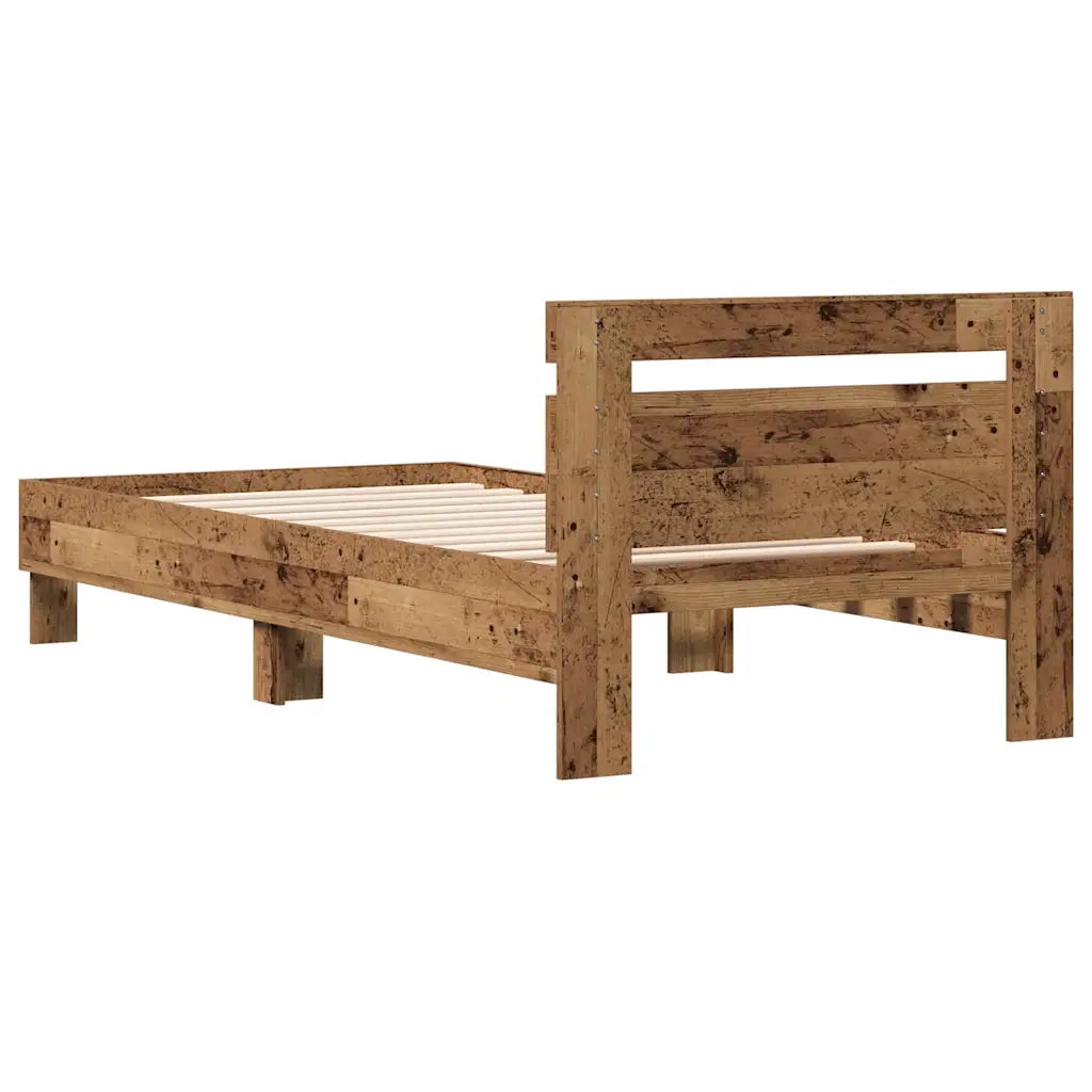 Letto singolo | Letto per adulti | Struttura del letto con testiera Legno vecchio 203 x 95 x 70 cm